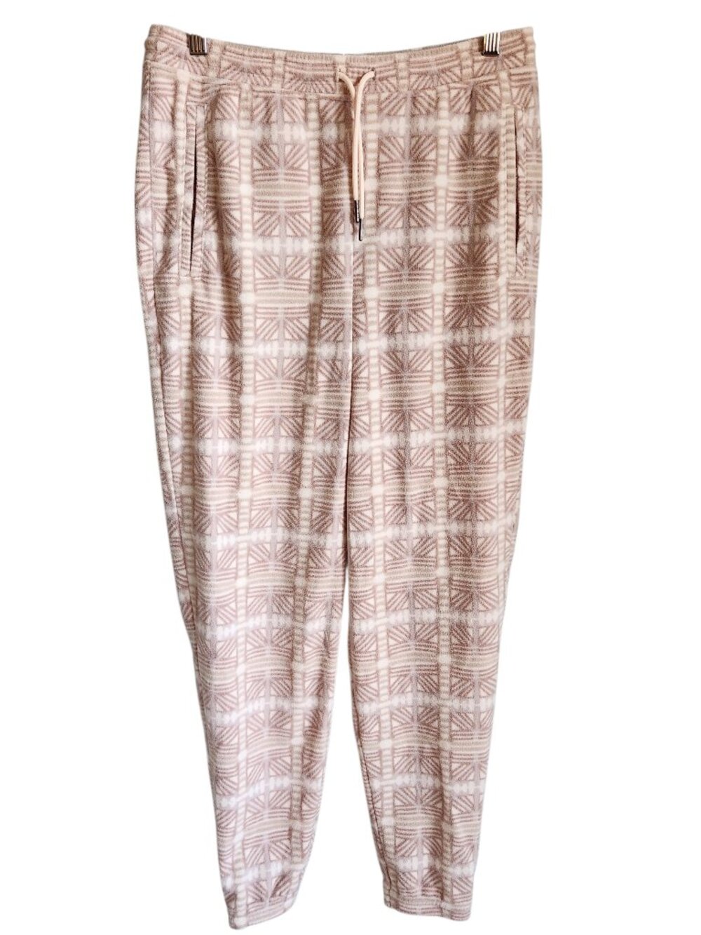 Patagonia Pants Medium Tan Women's Micro D Fleece Joggers Lounge Soft Pockets